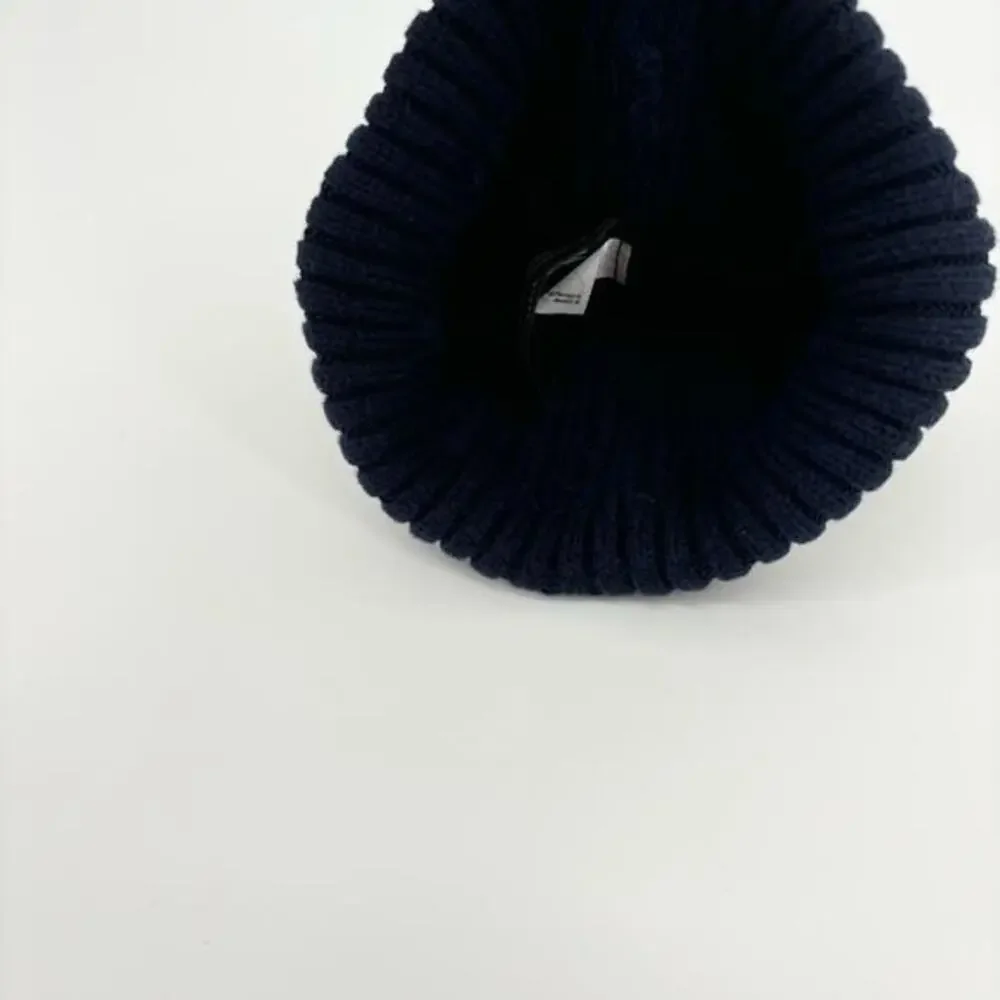 H&M Cable Knit Mickey Mouse Hat Pompom Size 2/6 Months Navy‎ White